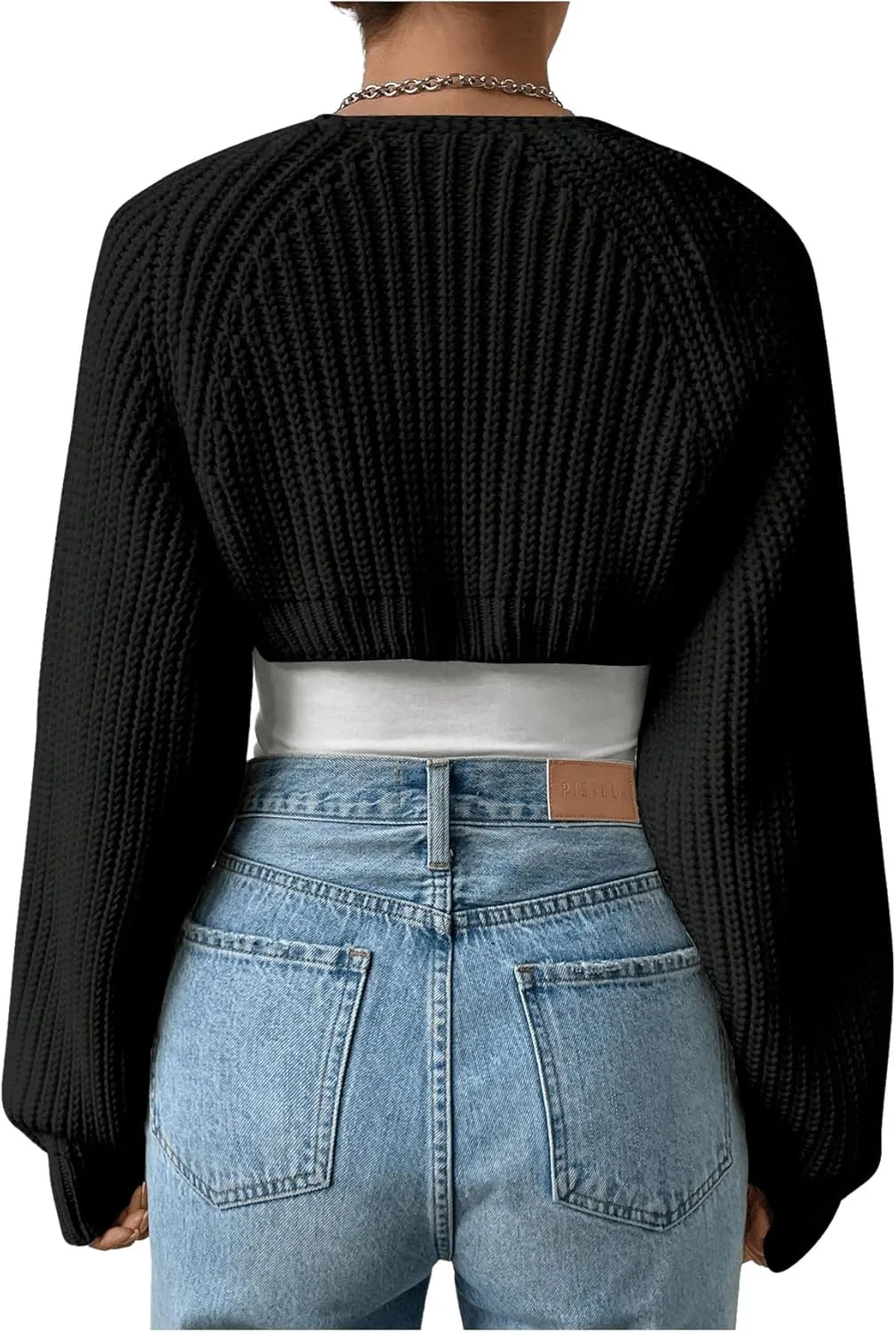 GORGLITTER Women's Long Sleeve Bolero Shrug Crop Cardigan Open Front Drop Shoulder Knit Sweater
