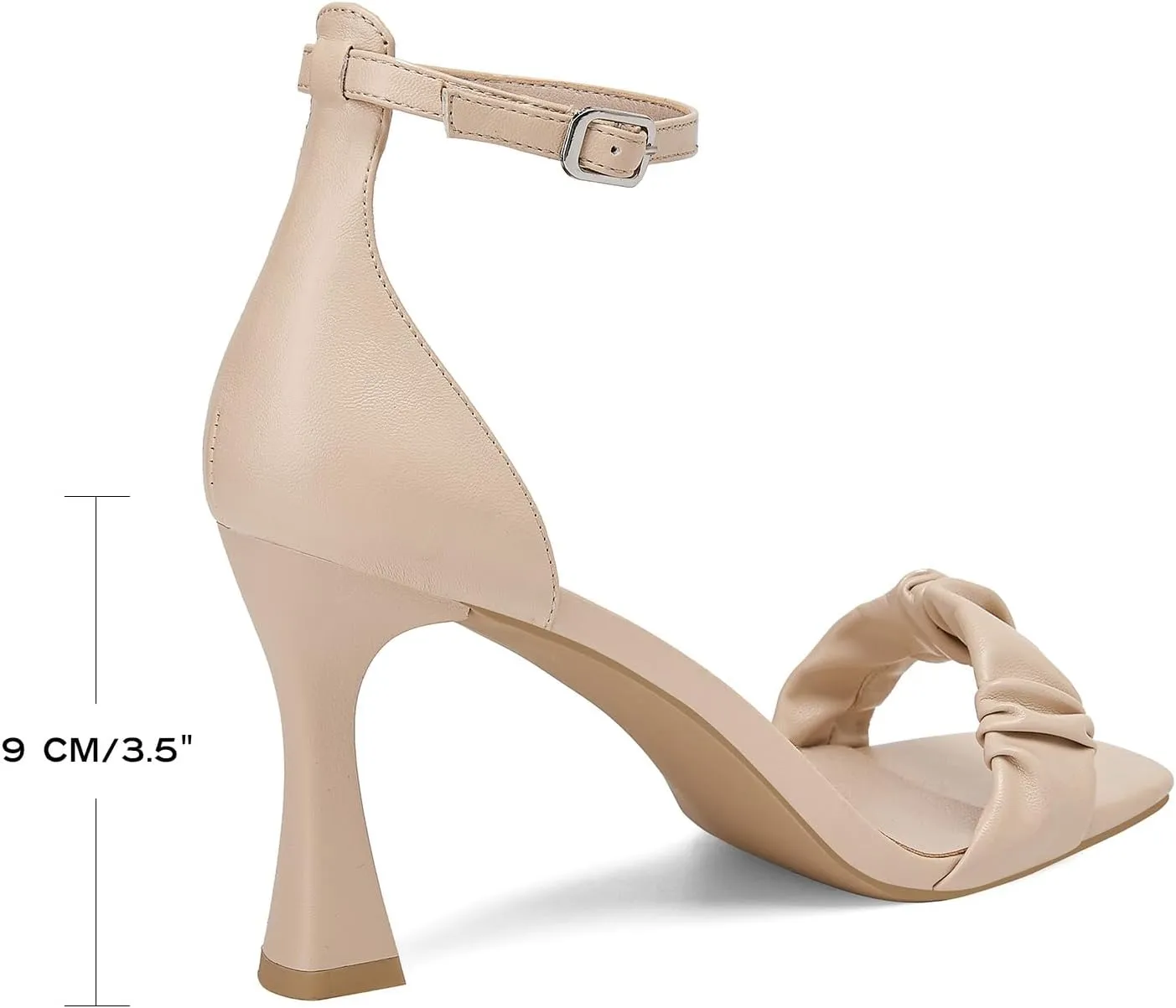 GOSERCE Black Heeled Sandals for Women Dressy Stiletto Open Square Toe Nude Ankle Strap Sandals Ladies High Heels Dress Wedding Bridal Shoes