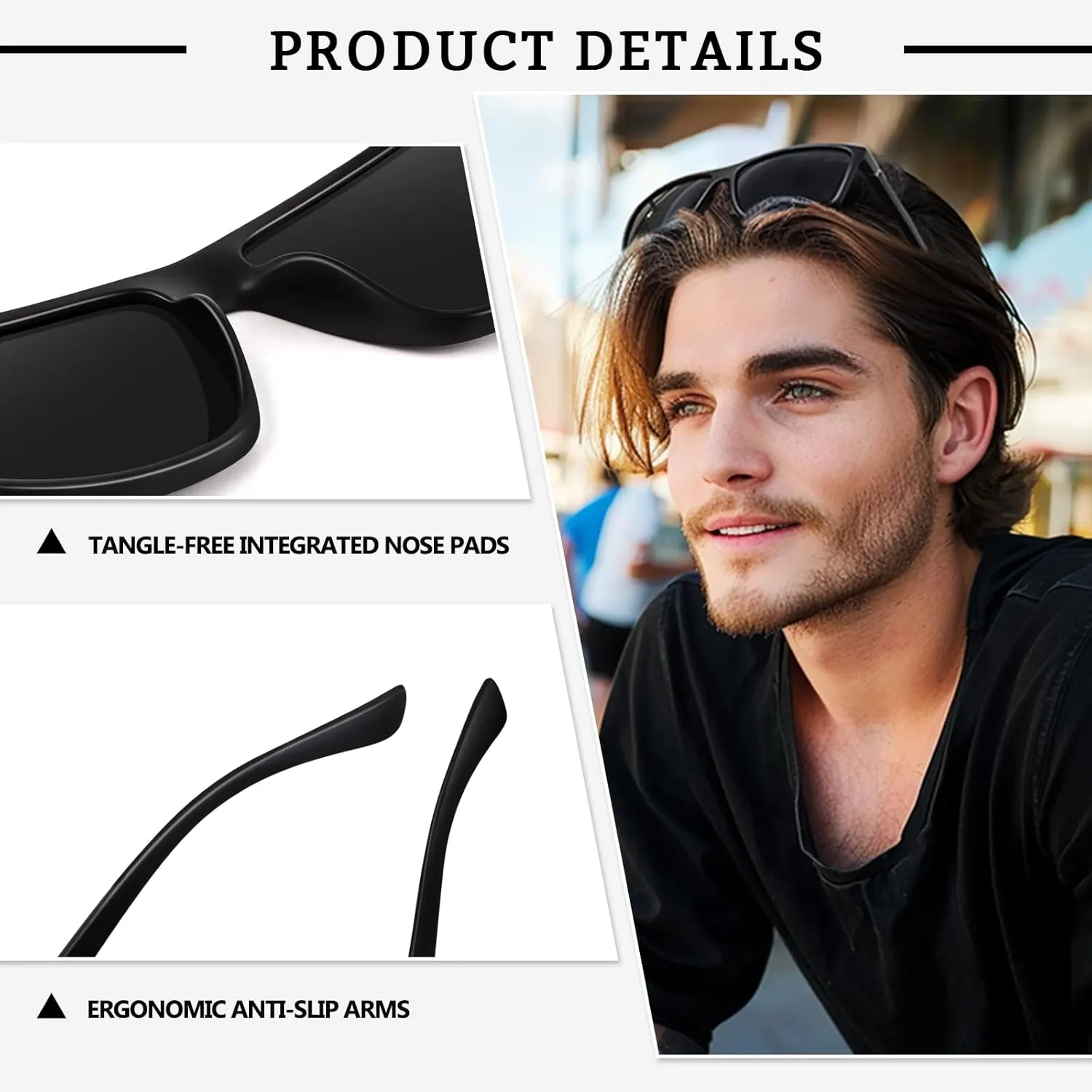 GQUEEN Retro Polarized Sunglasses Men Womens Sports UV400 Protection Rectangular Square Frame