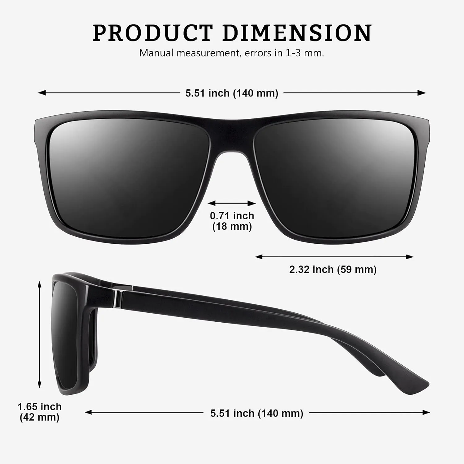 GQUEEN Retro Polarized Sunglasses Men Womens Sports UV400 Protection Rectangular Square Frame