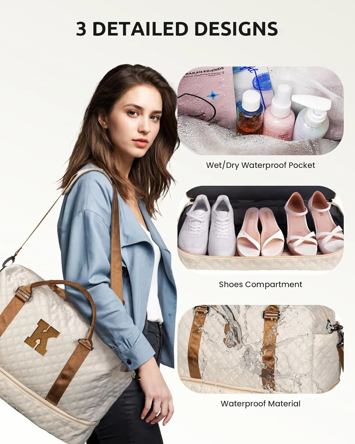 Graduation Gift for Teens Girls-Duffle Bag with Shoe Compartment, Personalized Weekender Bag, Monogram Overnight Bag, Letter Travel Bag with Makeup Bag, Birthday Gift for Kids (Letter O)