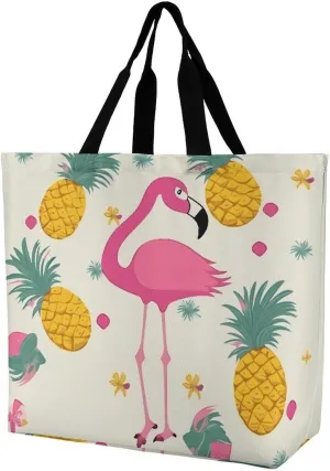 Gray Heron Print in Water Tote Bag for Women Reusable Grocery Shoulder Bags Shopping Bag for Travel, Groceries