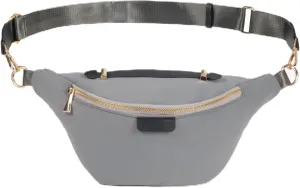 Gray Plus Size Fanny Pack for Women and Men, Fashion Crossbody Bag with Adjustable Belt Strap (Fits 42-54 In Waist)