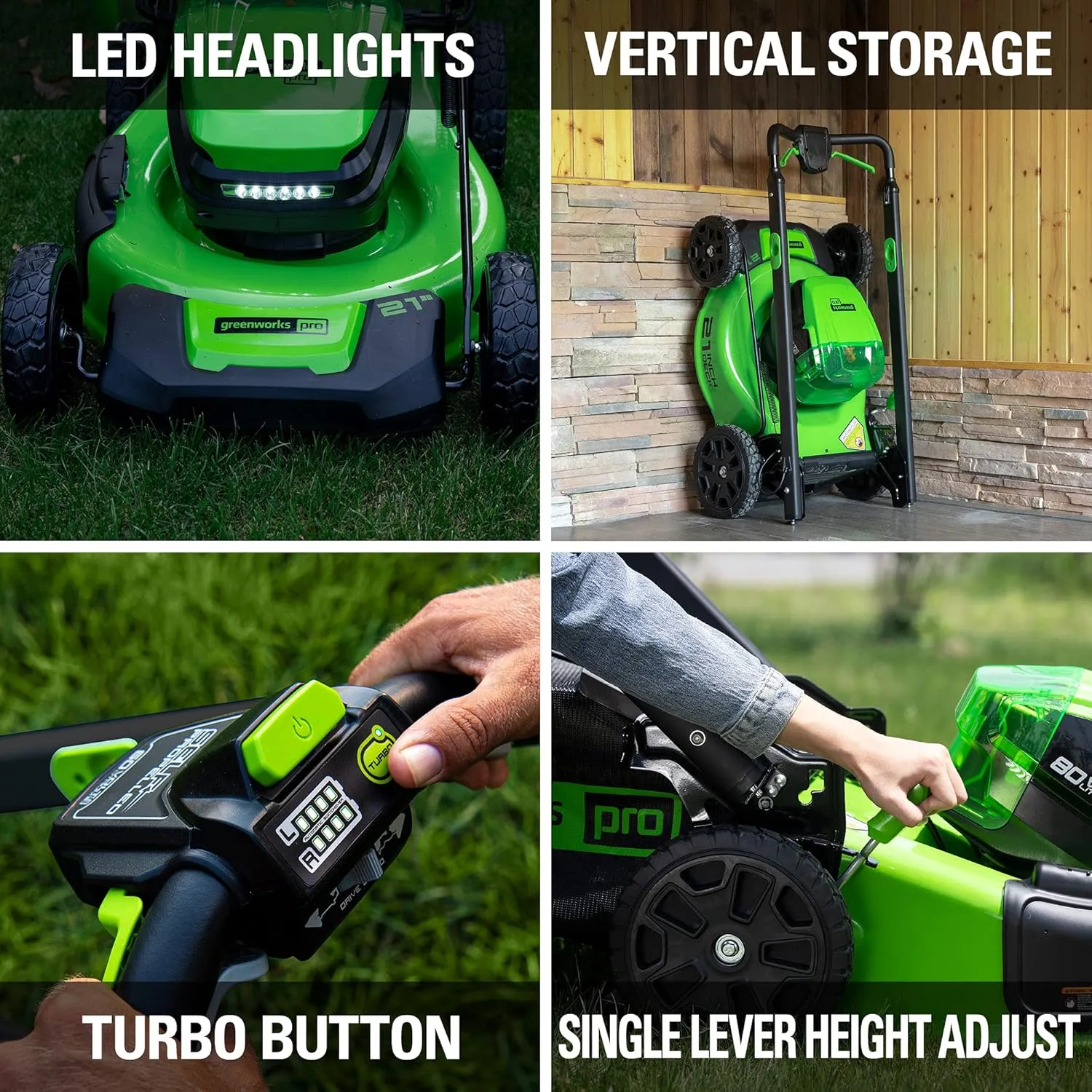 Greenworks 80V 21" Cordless Battery Push Lawn Mower,16" Cordless Battery String Trimmer & 730 CFM Leaf Blower,Combo Kit w/ (1) 4.0Ah Battery (1)2.5 Ah Battery and (2)Charger