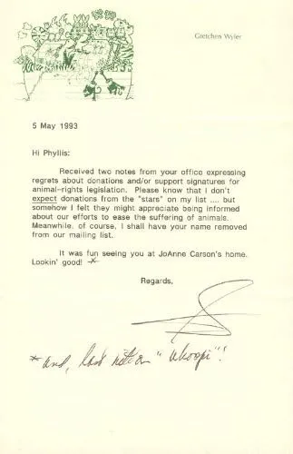 Gretchen Wyler - Typed Letter Signed 05/05/1993