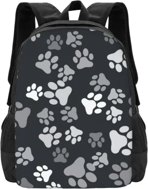 Grey Paw Print Lightweight Packable Backpack Travel Casual Large Capacity Daypack Foldable Backpack For Men Women