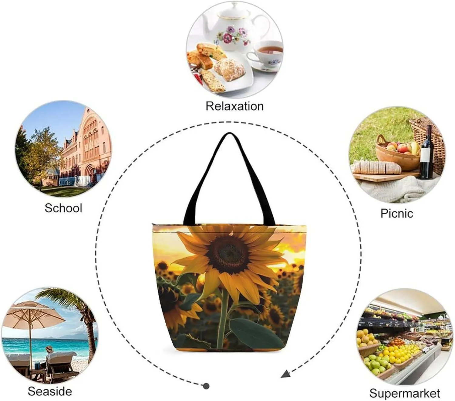 Grocery Bag Reusable Tote Bag Foldable Flamingo Palm Trees Leaf Shopping Bag Handbag Washable Shoulder Bag for Travel