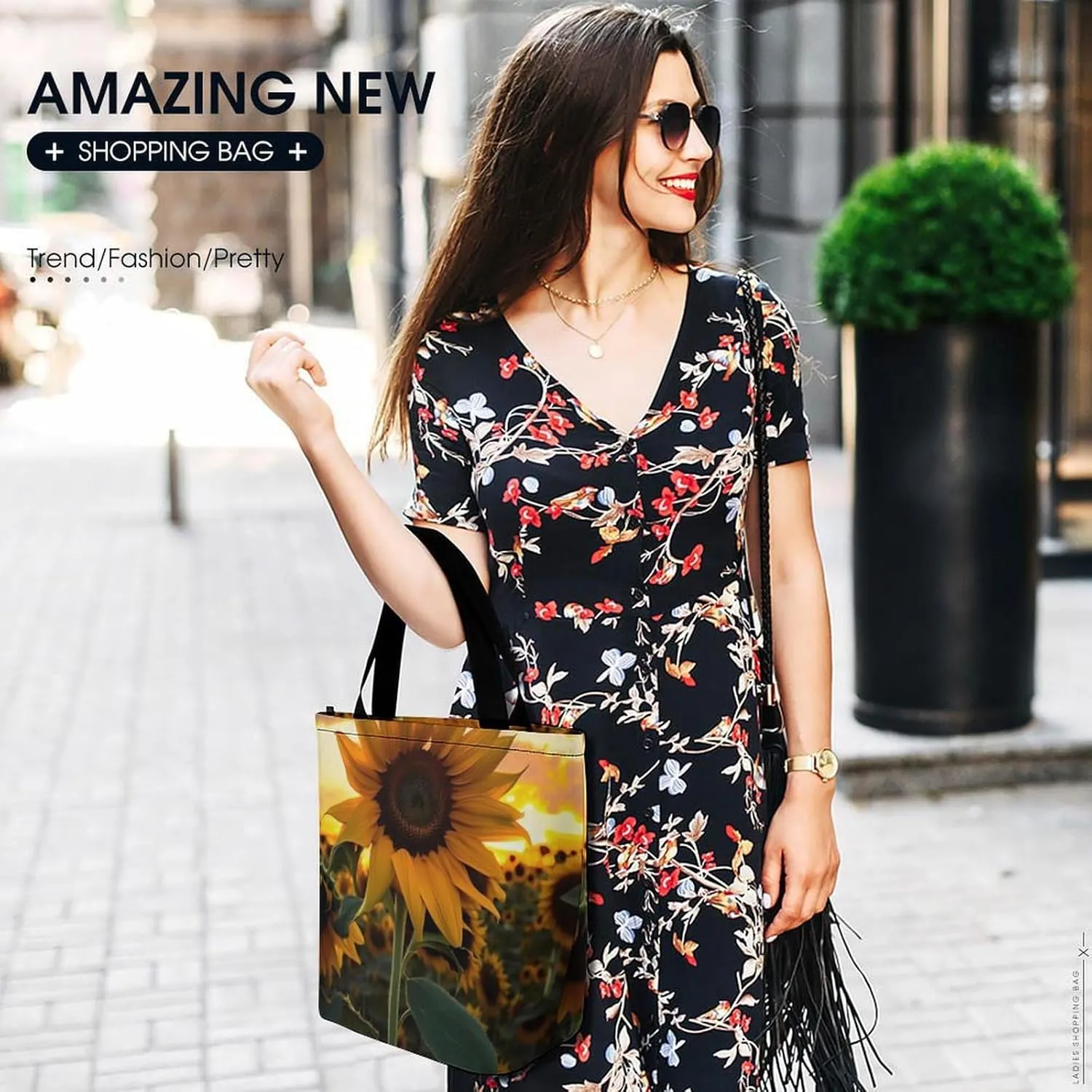 Grocery Bag Reusable Tote Bag Foldable Flamingo Palm Trees Leaf Shopping Bag Handbag Washable Shoulder Bag for Travel