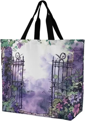 Grocery Bag Reusable Tote Bag Foldable On Flowering Tree Shopping Bag Handbag Washable Shoulder Bag for Travel