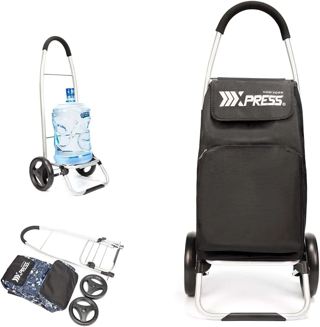 Grocery Cart on Wheels,Trolley Cart with Wheels,Shopping Cart Bags for Groceries Removable Wheels & Bag#Black
