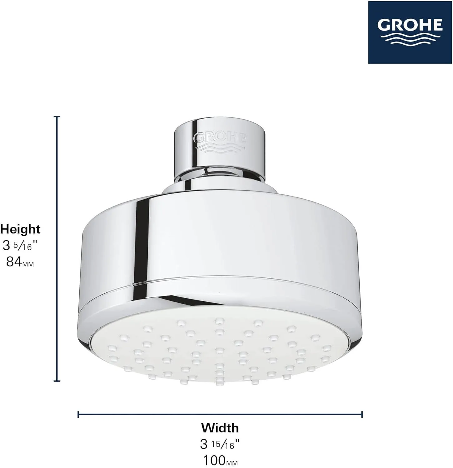 GROHE 260512431 Tempesta Cosmopolitan 100 Showerhead 1.5 GPM, Single Spray, Matte Black