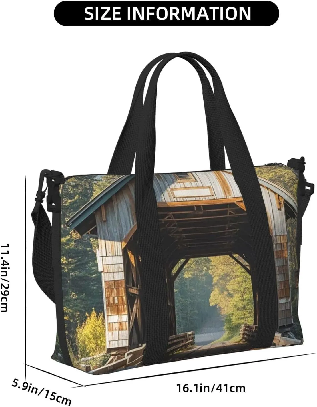 Gym Bag Albany Covered Bridge Duffel Bag for Men Women Travel Overnight Bag with Shoe Compartment Workout Bags