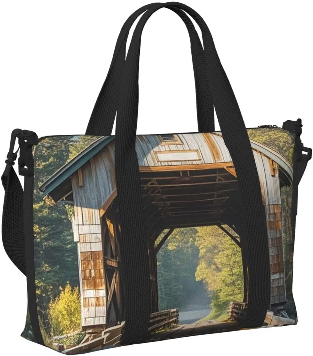 Gym Bag Albany Covered Bridge Duffel Bag for Men Women Travel Overnight Bag with Shoe Compartment Workout Bags