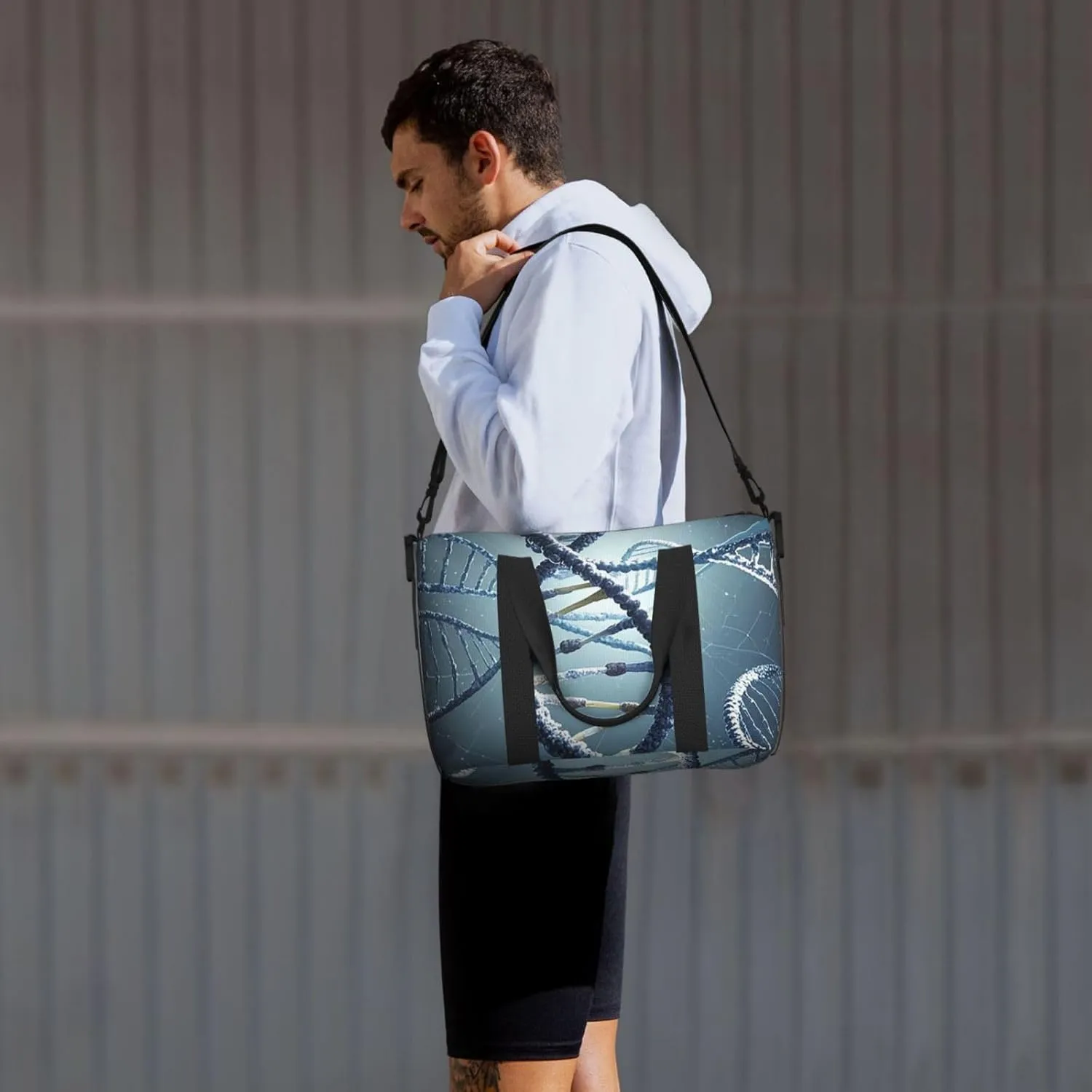 Gym Bag DNA Genetic Helix4 Duffel Bag for Men Women Travel Overnight Bag with Shoe Compartment Workout Bags