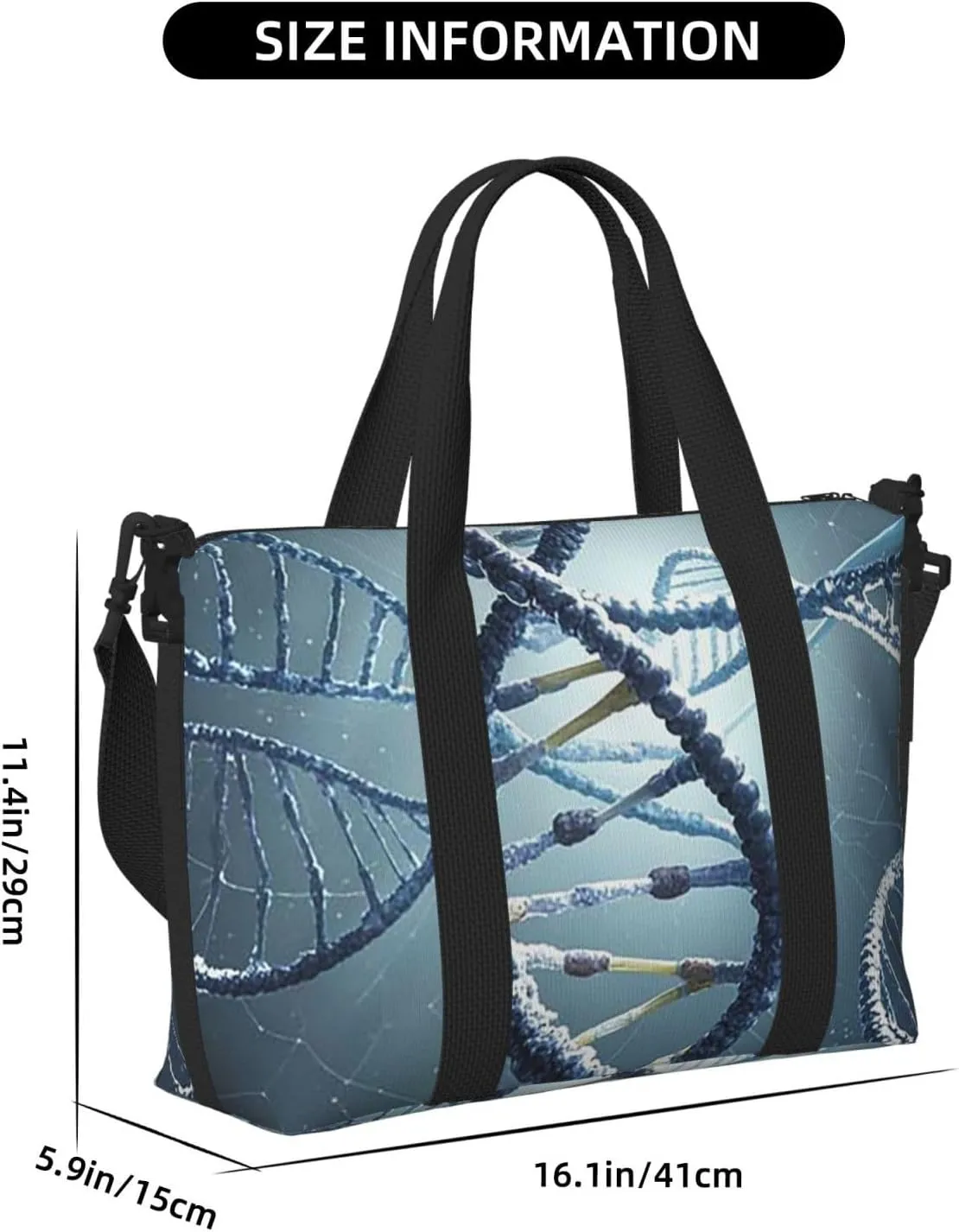 Gym Bag DNA Genetic Helix4 Duffel Bag for Men Women Travel Overnight Bag with Shoe Compartment Workout Bags