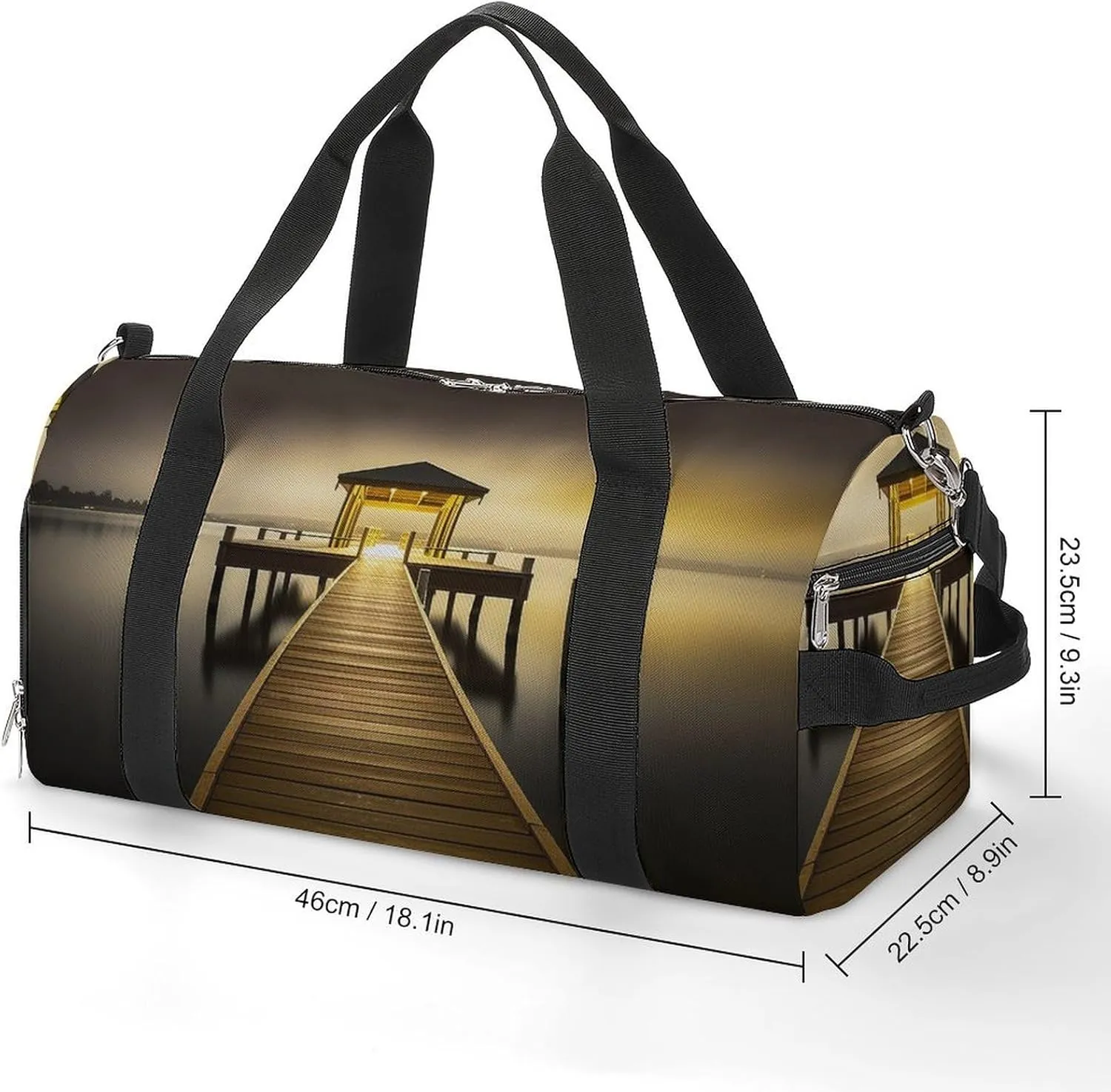 Gym Bag Pavilion on The Sea Duffel Bag for Men Women Travel Overnight Bag with Shoe Compartment Workout Bags