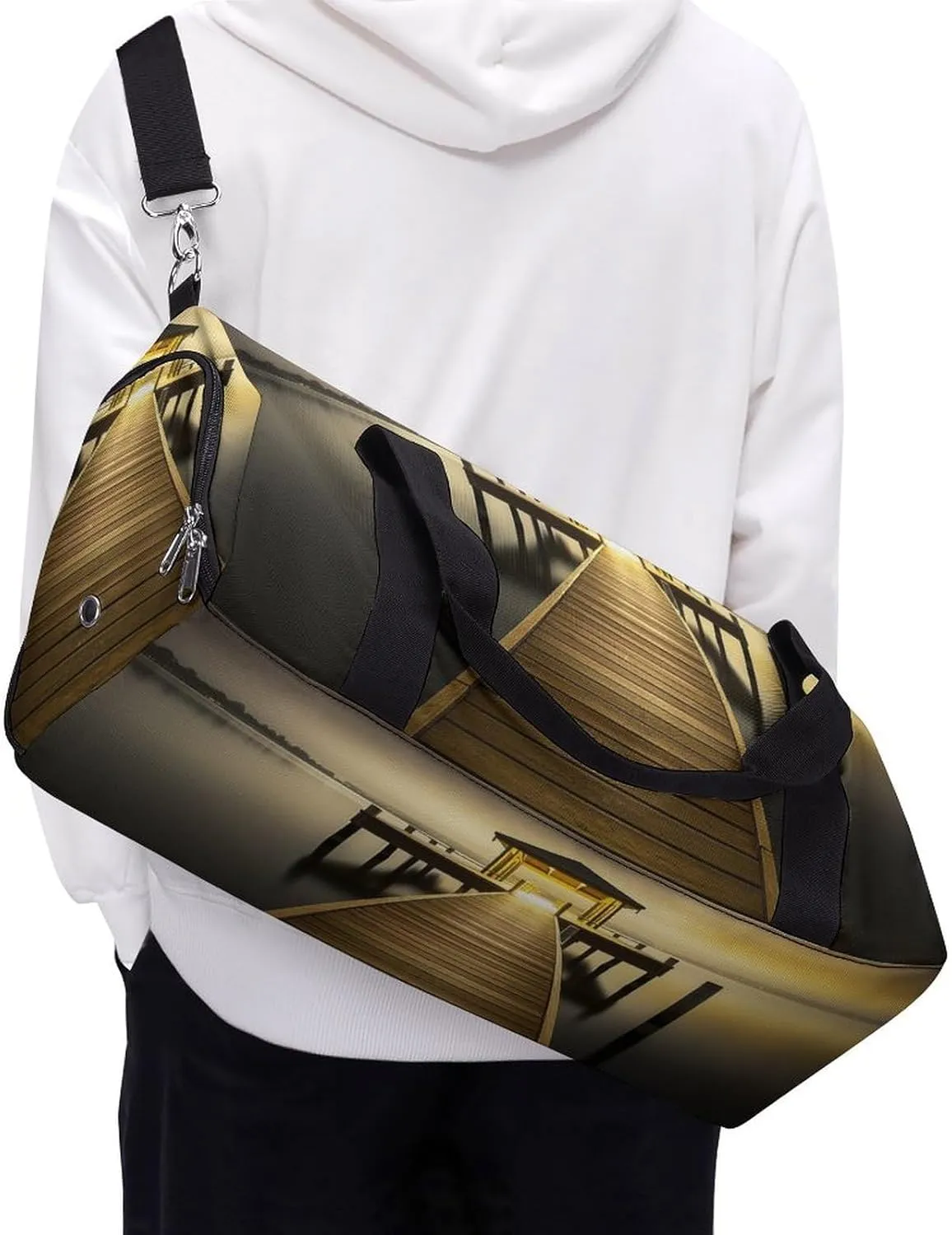 Gym Bag Pavilion on The Sea Duffel Bag for Men Women Travel Overnight Bag with Shoe Compartment Workout Bags