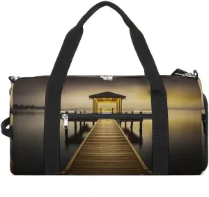 Gym Bag Pavilion on The Sea Duffel Bag for Men Women Travel Overnight Bag with Shoe Compartment Workout Bags