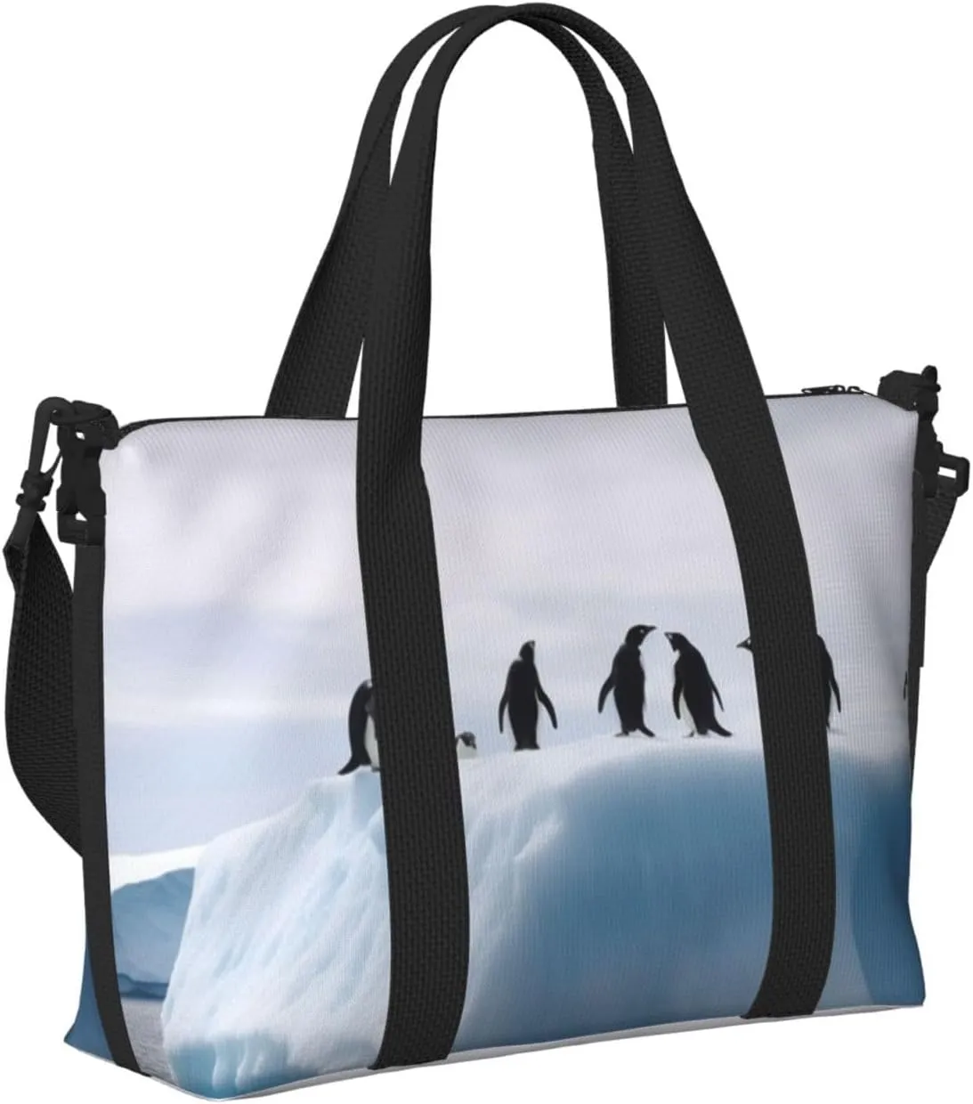 Gym Bag Penguins on the Iceberg Duffel Bag for Men Women Travel Overnight Bag with Shoe Compartment Workout Bags