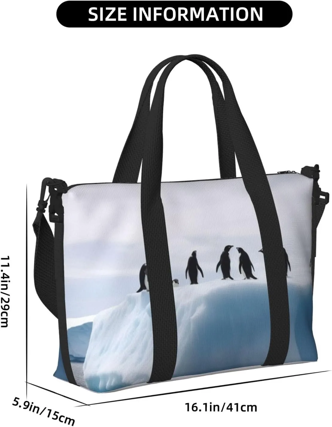 Gym Bag Penguins on the Iceberg Duffel Bag for Men Women Travel Overnight Bag with Shoe Compartment Workout Bags