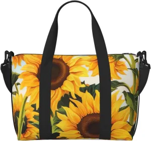 Gym Bag Sunflower Painting Duffel Bag for Men Women Travel Overnight Bag with Shoe Compartment Workout Bags