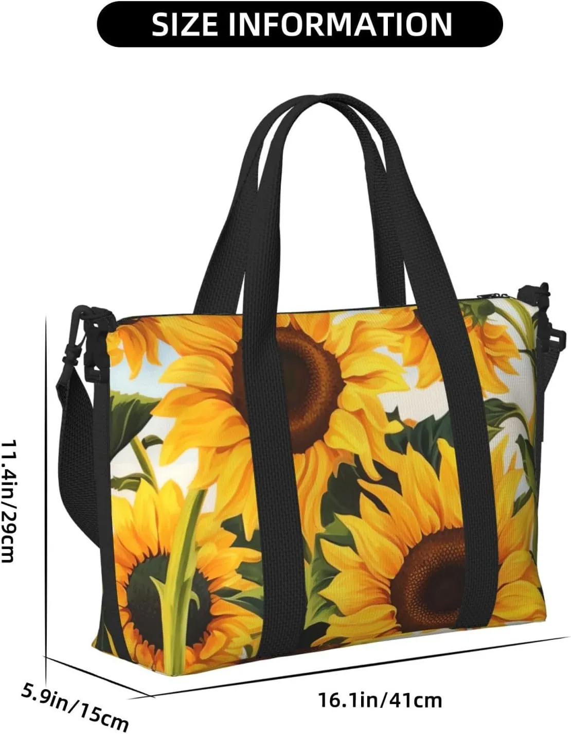 Gym Bag Sunflower Painting Duffel Bag for Men Women Travel Overnight Bag with Shoe Compartment Workout Bags
