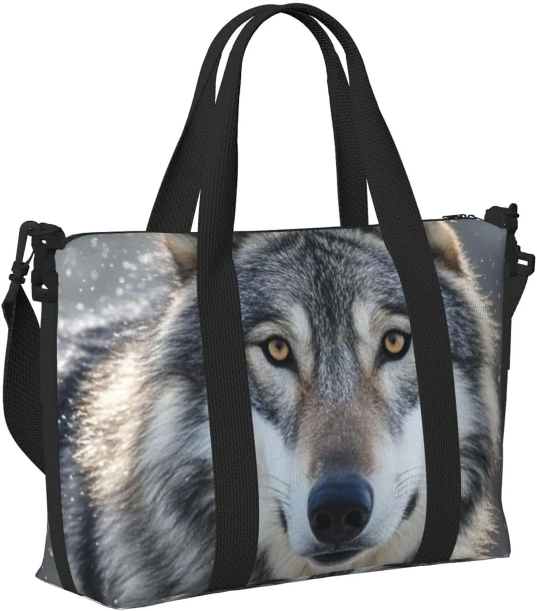 Gym Bag Wild Wild Gray Wolf Duffel Bag for Men Women Travel Overnight Bag with Shoe Compartment Workout Bags
