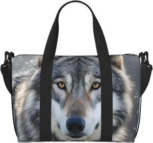 Gym Bag Wild Wild Gray Wolf Duffel Bag for Men Women Travel Overnight Bag with Shoe Compartment Workout Bags