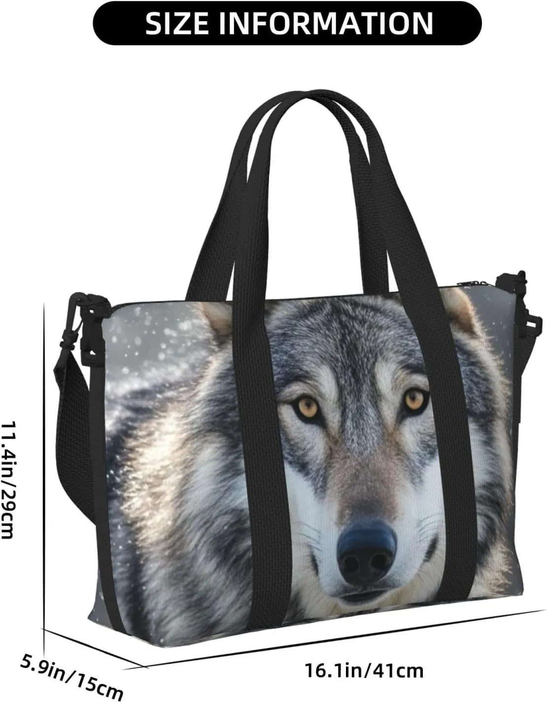 Gym Bag Wild Wild Gray Wolf Duffel Bag for Men Women Travel Overnight Bag with Shoe Compartment Workout Bags