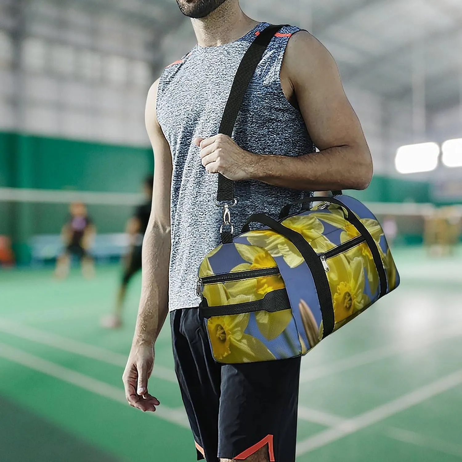 Gym Bag Yellow Daffodils Flowers Duffel Bag for Men Women Travel Overnight Bag with Shoe Compartment Workout Bags