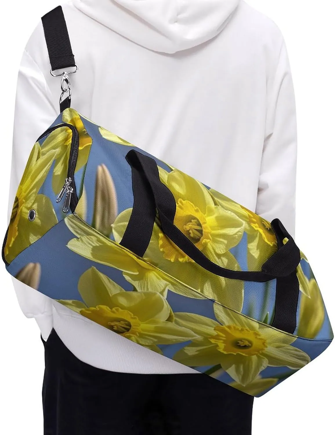 Gym Bag Yellow Daffodils Flowers Duffel Bag for Men Women Travel Overnight Bag with Shoe Compartment Workout Bags