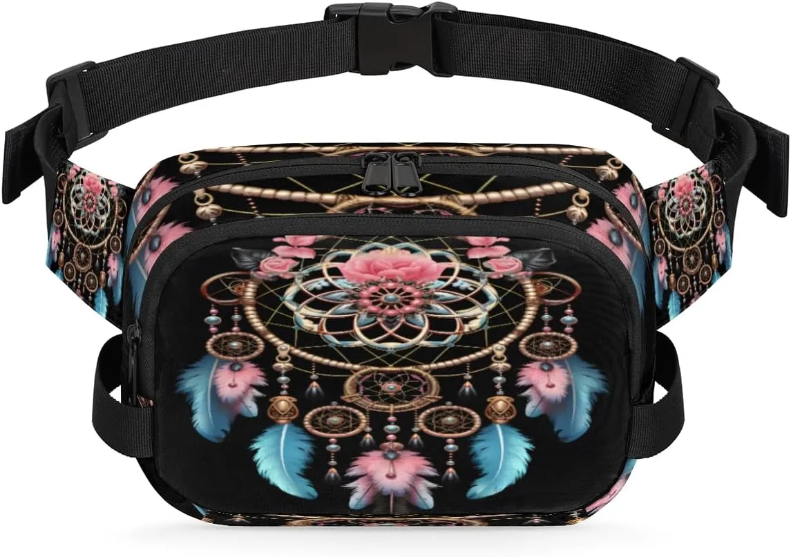 Gypsy Dream Catcher Fanny Pack for Women Men,Waist Pack with Adjustable Strap,Ethnic Design Fashion Crossbody Packs Belt Bag for Running Workout Sports Travel