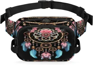 Gypsy Dream Catcher Fanny Pack for Women Men,Waist Pack with Adjustable Strap,Ethnic Design Fashion Crossbody Packs Belt Bag for Running Workout Sports Travel