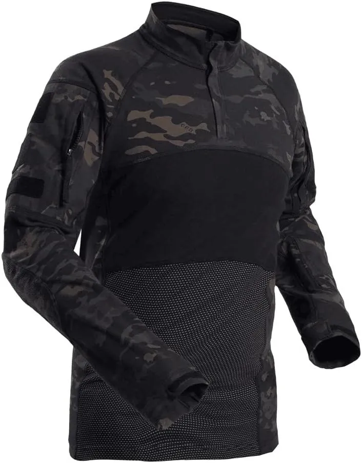 H World Shopping Men's Tactical Combat Hunting Military Long Sleeve Shirt with Zipper