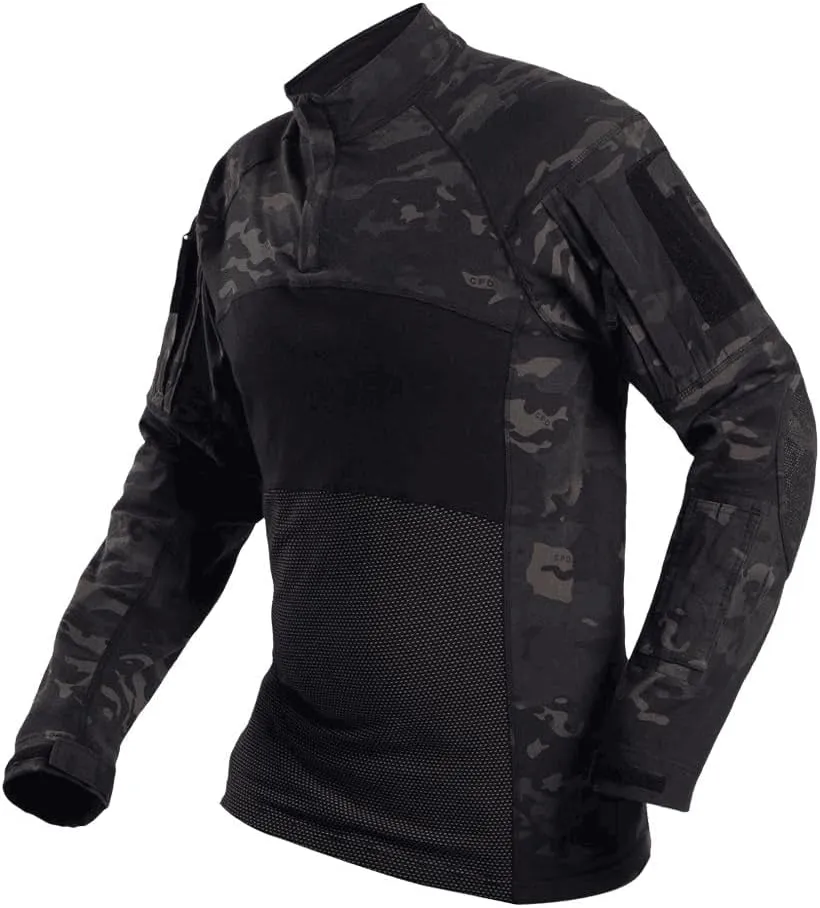 H World Shopping Men's Tactical Combat Hunting Military Long Sleeve Shirt with Zipper