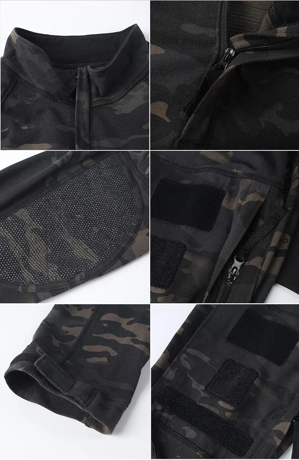 H World Shopping Men's Tactical Combat Hunting Military Long Sleeve Shirt with Zipper