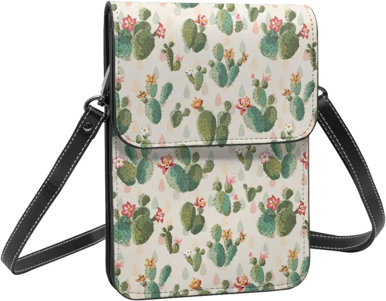 Halloween Bats and Flower Cell Phone Purse Small Crossbody Bags For Women Men Wallet Purses With Adjustable Strap