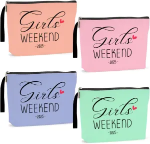 Hanamiya Na 4Pcs Weekend Makeup Bag Trip Gifts Favors Bag Girls Weekend Gifts Friendship Gifts for Women Girls BFF Bride Cosmetic Bag Zipper Pouch Wedding birthday Bachelorette Party
