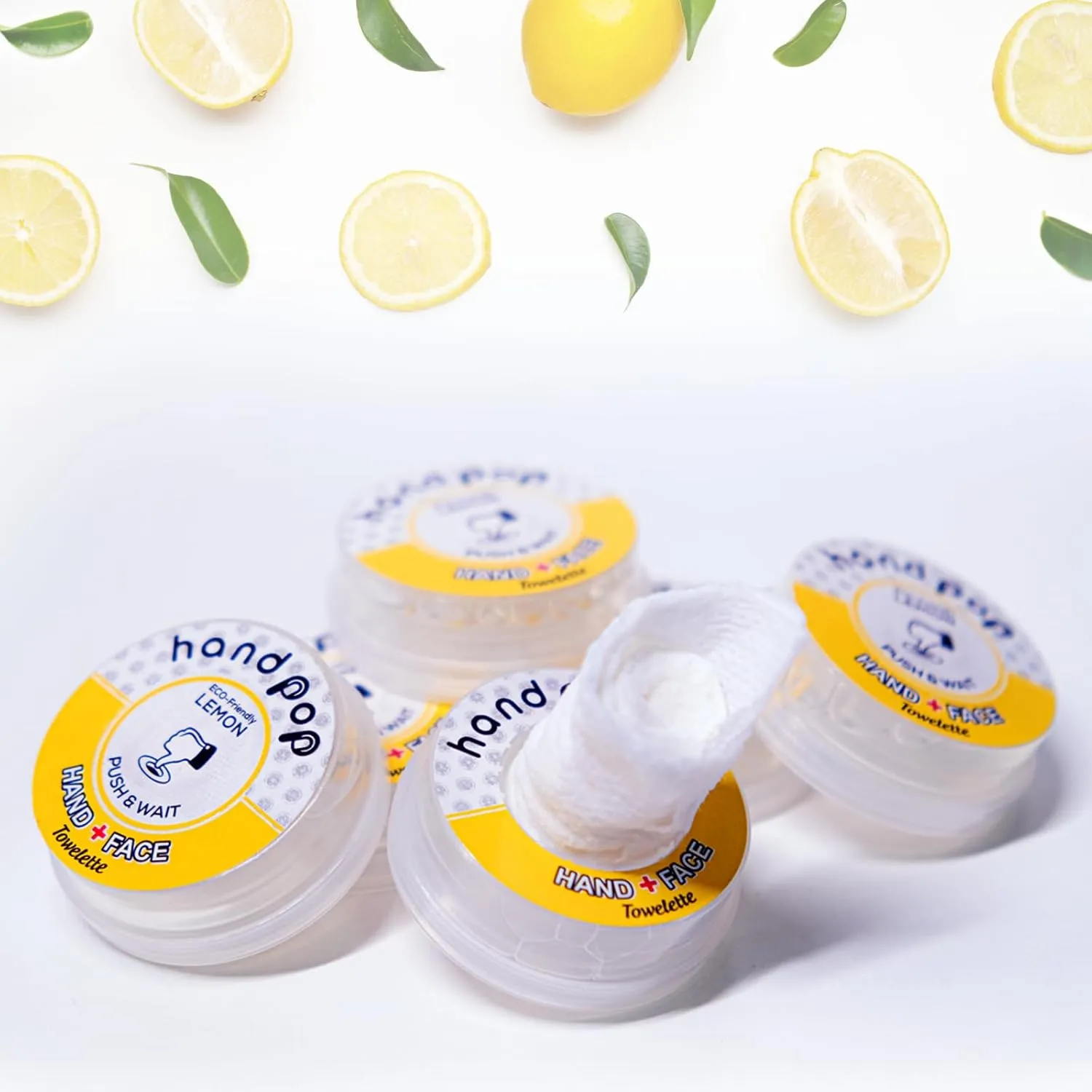 Hand Pop Lemon Scented Wipes - 24 Pack of Travel Size Wet Towelettes, Alcohol-Free, Wipes for Skin Hydration, Convenient, Eco-Friendly, Refreshing, Fits in Gym Bag, Purse, Pocket, or Luggage