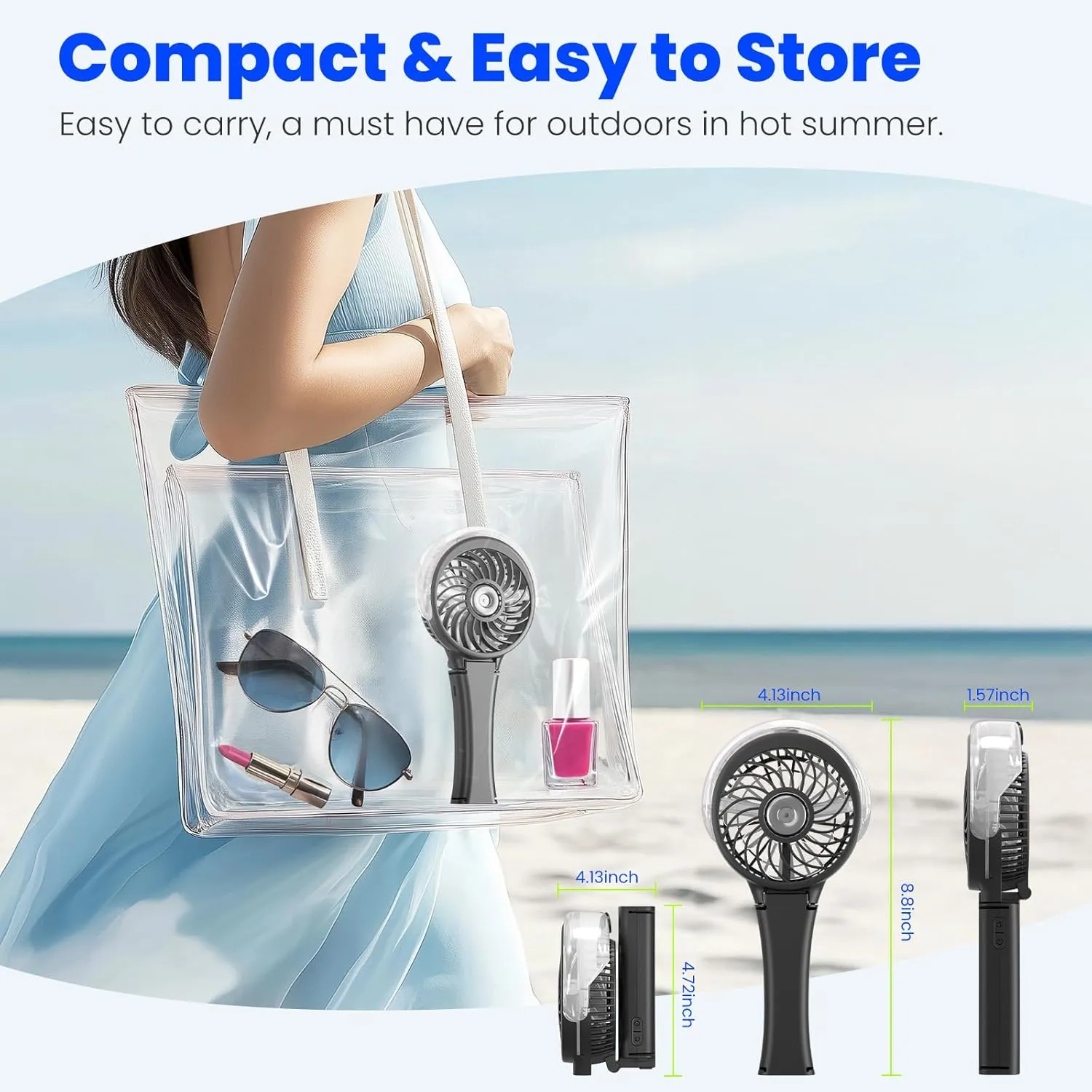 HandFan 2025 Upgraded Portable Misting Fan, Two Button Easy Operation, Handheld Rechargeable Mister Fan, Spray Water Mist Fans, Mini Electric Cooling Fans for Travel, Outdoors, Disney(Black)