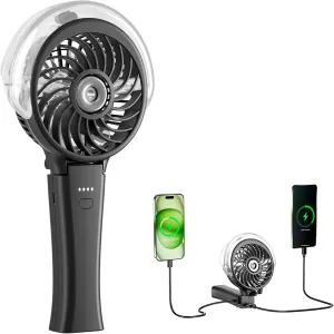 HandFan 4000mAh Portable Misting Fan, 50ml Water Tank, Rechargeable Handheld Personal Mister Fan, Spray Water Mist, Foldable Electric Cooling Ice Fans for Beach, Travel, Outdoors(Black)