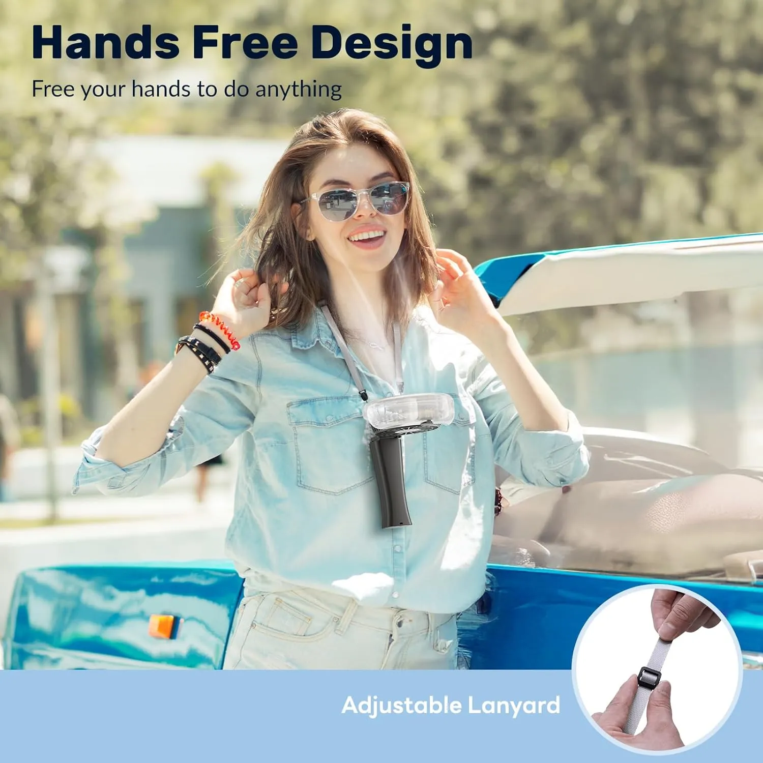 HandFan 4000mAh Portable Misting Fan, 50ml Water Tank, Rechargeable Handheld Personal Mister Fan, Spray Water Mist, Foldable Electric Cooling Ice Fans for Beach, Travel, Outdoors(Black)