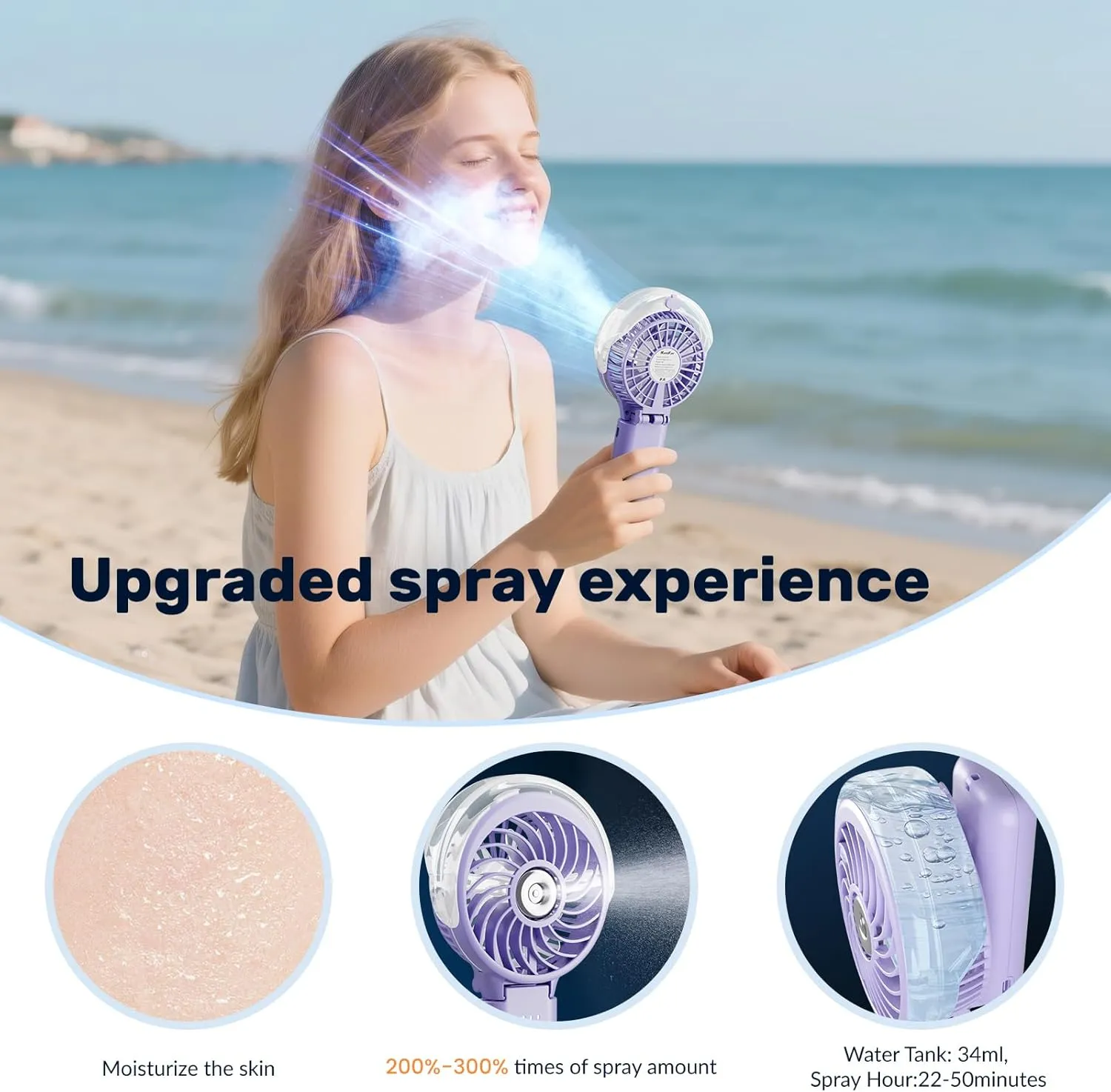 HandFan 5200mAh Upgraded Personal Misting Fan, Rechargeable Handheld Mister Fan, Spray Water Mist Fans, Portable Cooling AC, Electric Mini Hand Fans for Beach Travel Outdoors(Black)