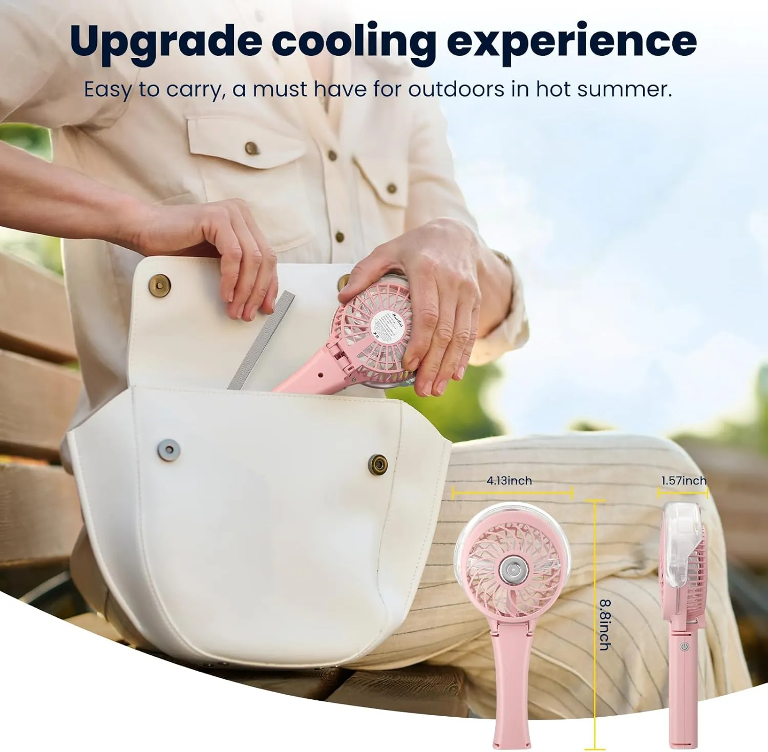 HandFan Upgraded Portable Handheld Misting Fan, Rechargeable Personal Mister Fan, Battery Operated Spray Water Mist Fans, Foldable Electric Mini Cooling Hand Fans for Beach Travel Outdoors(Pink)