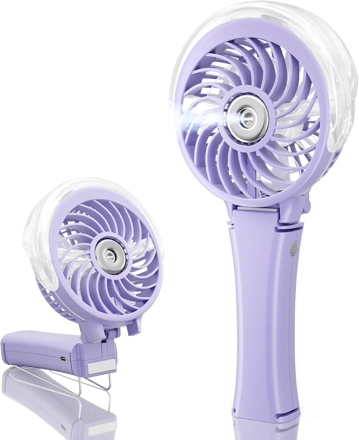 HandFan Upgraded Portable Handheld Misting Fan, Rechargeable Personal Mister Fan, Spray Water Mist Fans, Foldable Electric Mini Cooling Hand Fans for Beach Travel Outdoors Makeup(Light Purple)