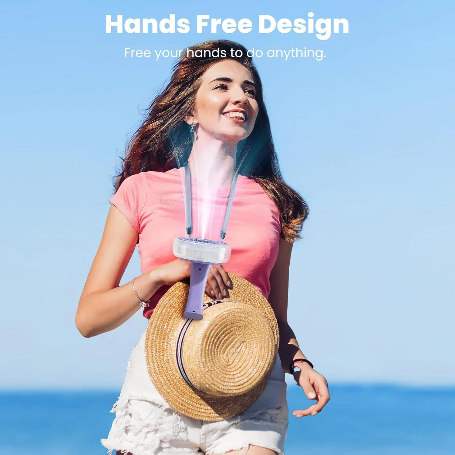 HandFan Upgraded Portable Handheld Misting Fan, Rechargeable Personal Mister Fan, Spray Water Mist Fans, Foldable Electric Mini Cooling Hand Fans for Beach Travel Outdoors Makeup(Light Purple)