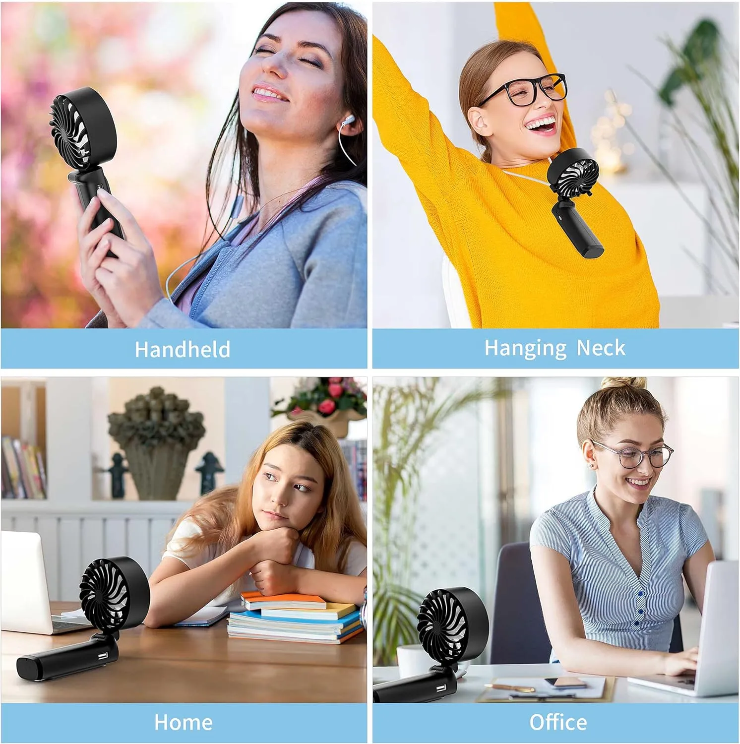 Handheld Fan, Portable Fan, 4000mAh Rechargeable Personal, 180° Foldable Mini Desk Fan with 6 Wind Speed, LCD Digital Display, Lanyard as Neck, Ultra Quiet, Pocket Size for Indoor Outdoor