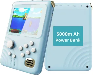Handheld Game Console & Portable 5000mAh Power Bank- Built-in 300 Classic Games, for Boring Commutes, Travel and Emergency Charging, 2025 Popular Video Game Power Bank for Women, Kids Even Men!