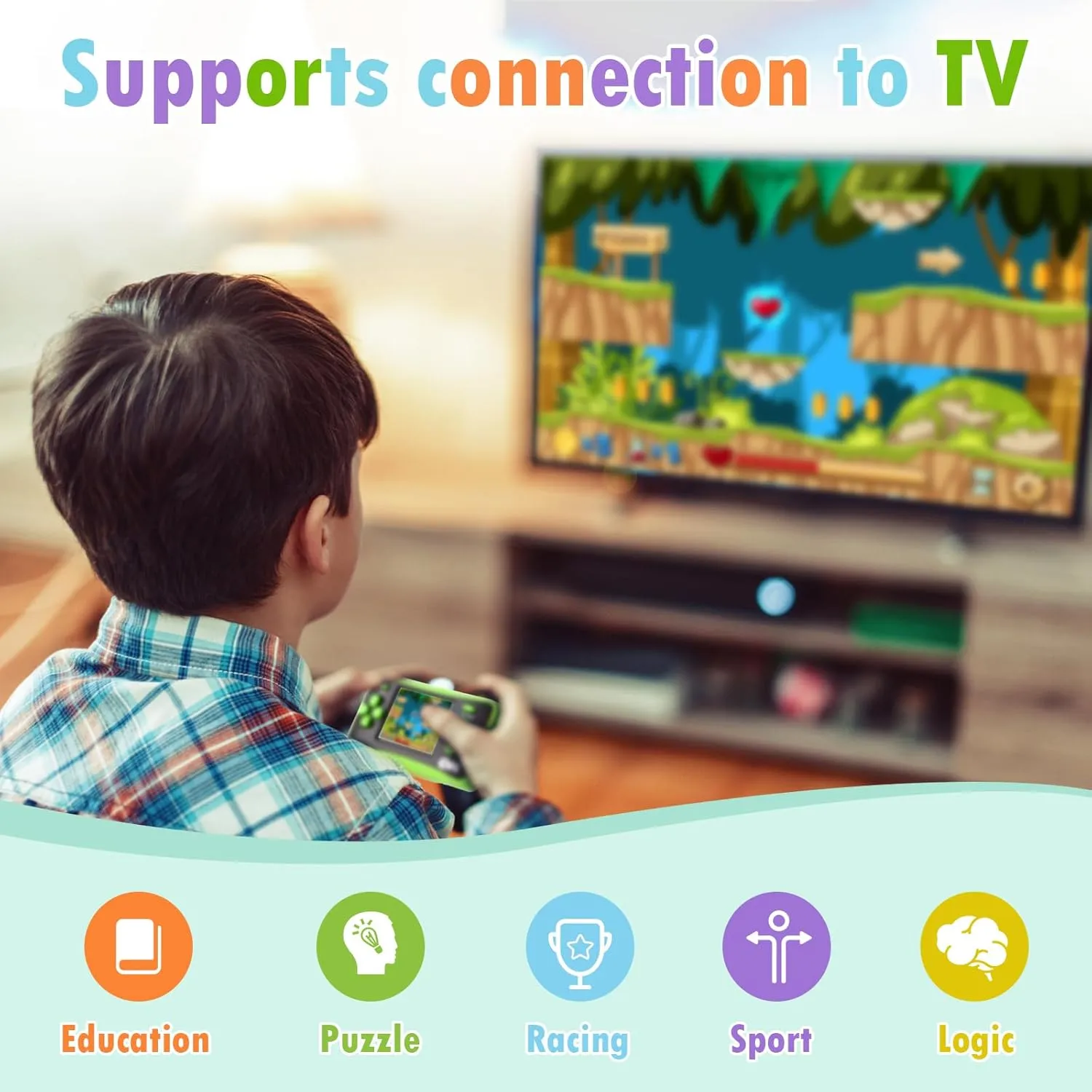 Handheld Game for Kids Ages 4-10, 2025 Upgraded, 142 Classic Mini Games, TV Output, 2.5" LCD Screen, Portable Arcade System, Birthday for Children-Green