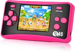 Handheld Game for Kids Ages 4-10, 2025 Upgraded, 142 Classic Mini Games, TV Output, 2.5" LCD Screen, Portable Arcade System, Birthday for Children-Rose